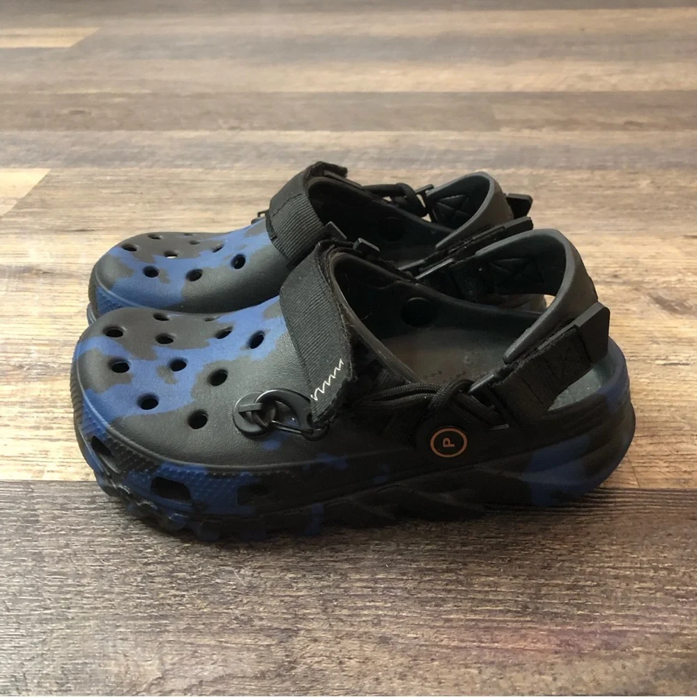 Post Malone X Crocs Duet Max Clog Blue Black 206542-001 Size M4/W6 worn 1x EUC